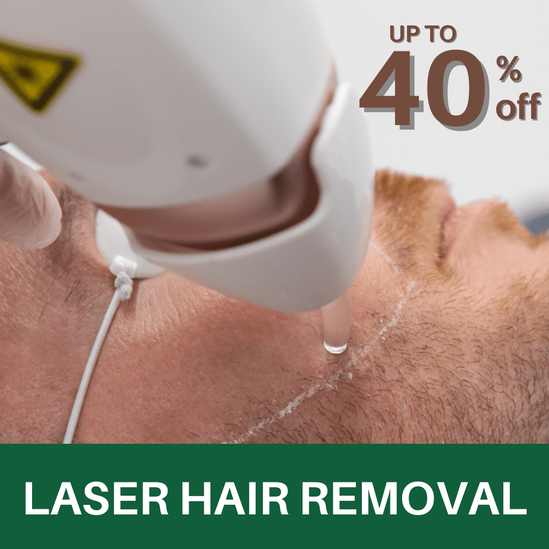 Up to 40% off laser hair removal courses.
